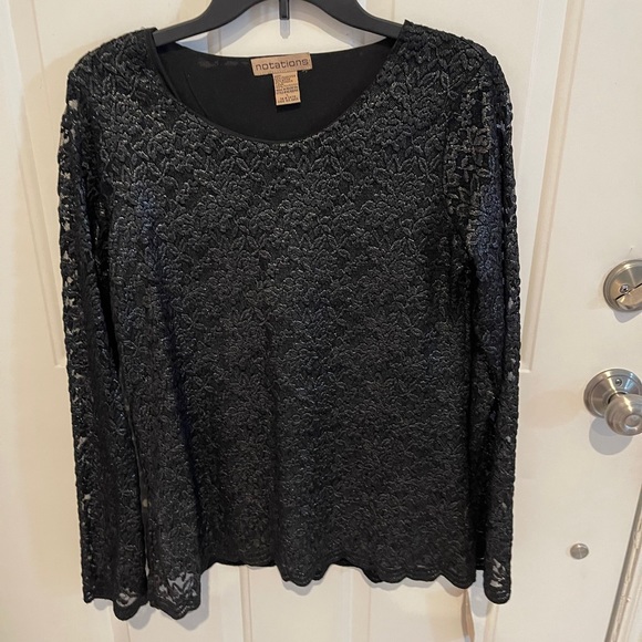Notations Tops - NWT size Large black lace top by Notations